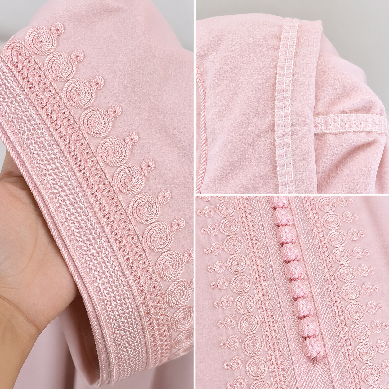 Gandoura BASMA rose pâle - CREPE léger -